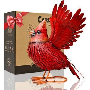 Cardinal Garden Decor Metal Yard Art Gifts- Garden Sculptures & Statues Red Bird